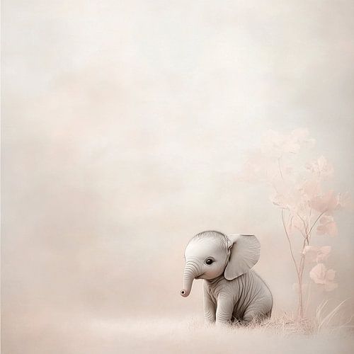 Enchanting Baby Elephant in Soft and Dreamy Spheres