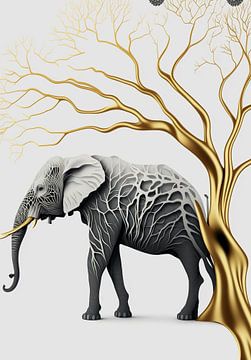 grijze olifant moderne kunst van haroulita