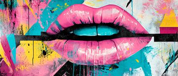 Kleurrijke lippenstift - expressief en modern van Poster Art Shop