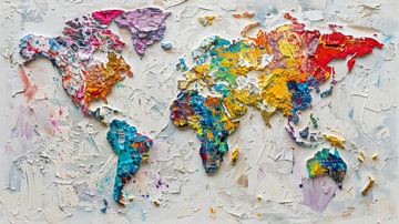 Abstract, wereldkaart, levendige kleuren van BowiScapes abstract en digitale kunst