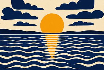 Stylish sun with waves by Imperial Art House