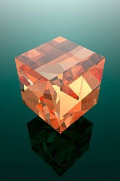 Orange Glass Cube with Cracks