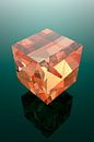 Orange Glass Cube with Cracks van Jörg Hausmann thumbnail