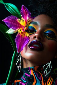 Imaginative portrait with flower accent by Poster Art Shop