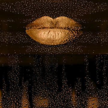 Golden Lips. Modern. Druppels in Roestbruin. van Alie Ekkelenkamp
