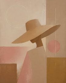 Women's Hat, Pink, Abstract by FoXo Art
