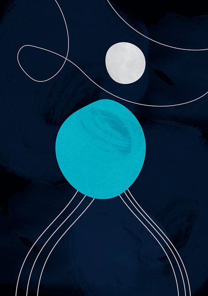 Scandinavian abstraction on midnight blue by Mad Dog Art