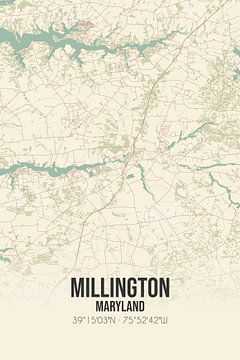 Vintage landkaart van Millington (Maryland), USA. van MijnStadsPoster
