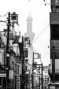 Mistige Tokio Skytree - zwart-wit Japan van Angelique van Esch thumbnail
