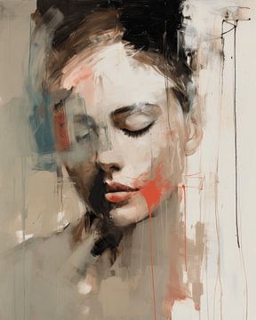 Modern and abstract portrait in light colours by Carla Van Iersel