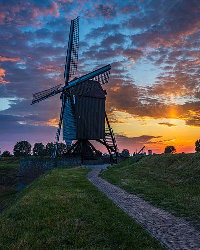 Moulin II à Heusden, photographie du soir sur Goos den Biesen