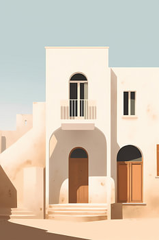 Sunlit Whitewashed Village | Minimalist Architecture