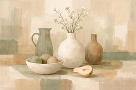 Stilleven met peren en witte bloemen van Imperial Art House