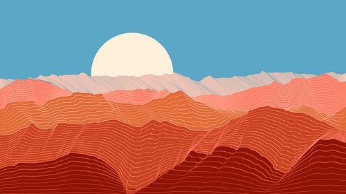 Minimalistisch abstract berglandschap met lijnen