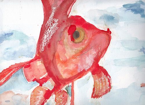 Aquarel van een goudvis