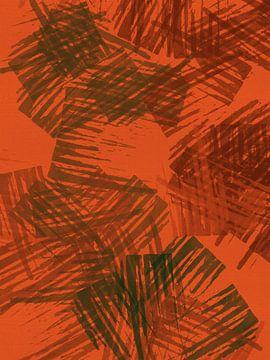 Retro-inspirierte Kunst in lebhaftem Terrakotta, Braun, Oliv und Tarngrün II