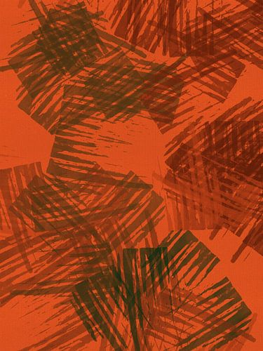 Retro geïnspireerde kunst in levendig terracotta, bruin, olijf en camogroen II van Dina Dankers