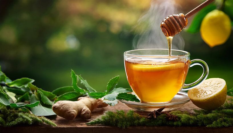Tea with lemon and ginger like honey by Mustafa Kurnaz