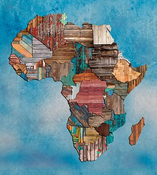Landkaart Afrika hout van Rene Ladenius Digital Art