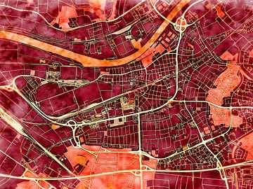 Map of Rüsselsheim am Main with the style 'Amber Autumn' by Maporia