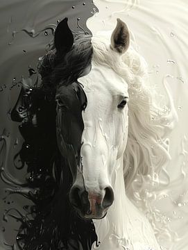 Yin en Yang Paardenportret 1 van ByNoukk