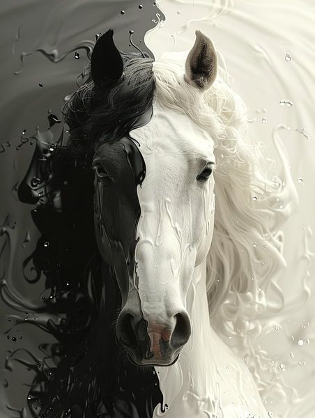 Portrait de cheval Yin et Yang 1 par ByNoukk