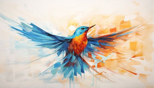 Abstracte vogel met gespreide vleugels panorama