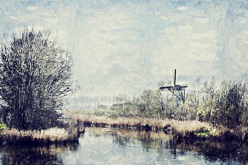 Zeeland landscape on the island of Tholen including windmill De Jager
