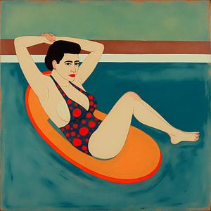 Scène sereine de Pop Art au bord de la piscine