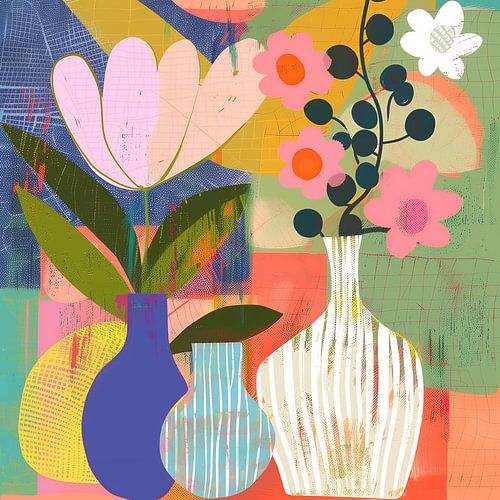 Moderne Vasen-Kompositionen in Pastell