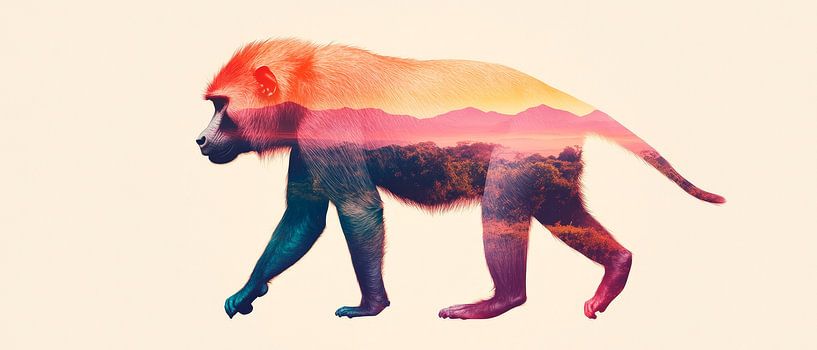 Bunter Affenlauf von Poster Art Shop