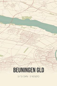 Vintage landkaart van Beuningen Gld (Gelderland) van Rezona
