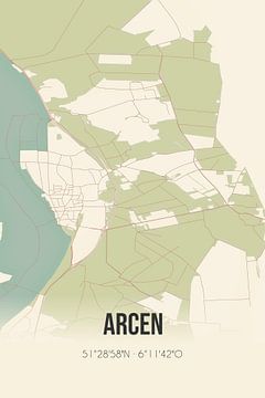 Vintage landkaart van Arcen (Limburg) van MijnStadsPoster