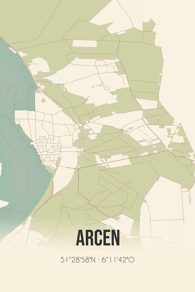 Vintage map of Arcen (Limburg) by Prints of Place