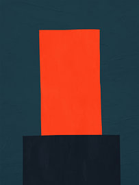 Minimalistische abstrakte Kunst mit organischen Formen in warmen, farbenfrohen Tönen. von Online Arts