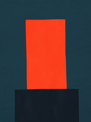 Minimalistische abstracte kunst met organische vormen in warme, kleurrijke tinten.