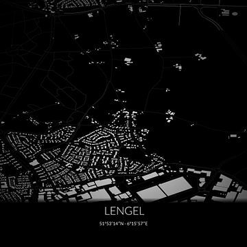 Zwart-witte landkaart van Lengel, Gelderland. van Rezona