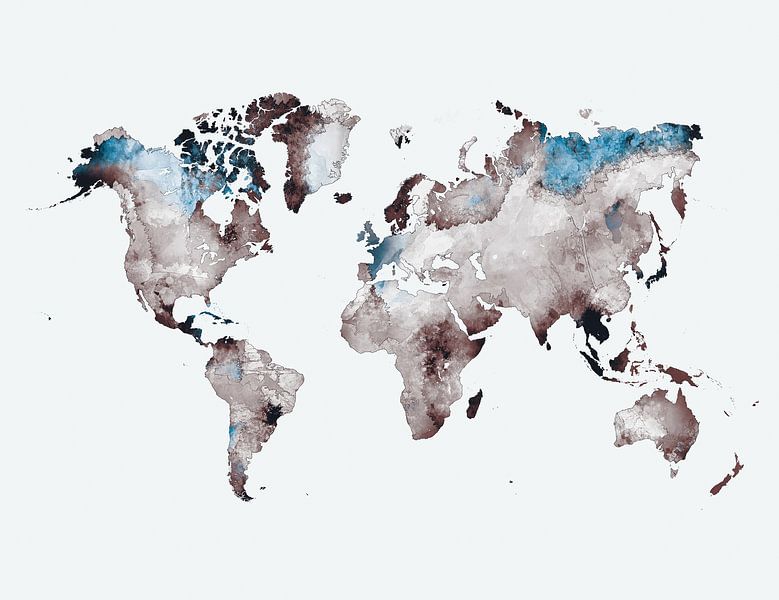 carte du monde blanc gris bleu #map #worldmap par JBJart Justyna Jaszke