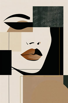 Abstract woman in Art Deco style with beige tones