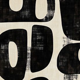 Organische Vormen – Minimalistisch Abstract Patroon in Beige en Zwart van Thea
