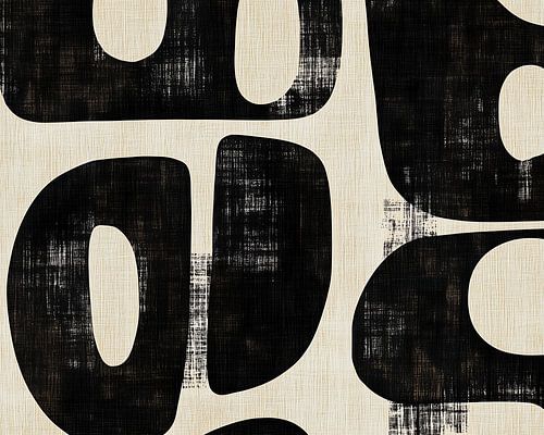 Organische Formen - Minimalistisches abstraktes Muster in Beige und Schwarz