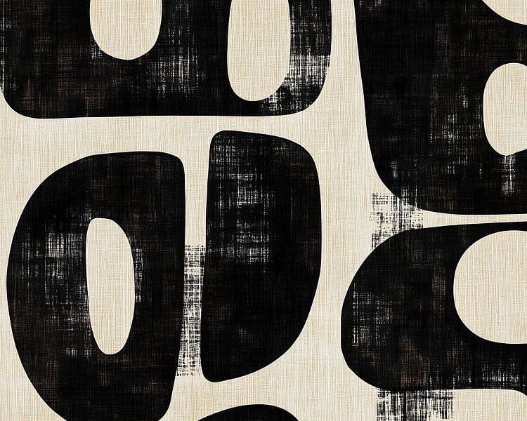 Organic Shapes - Minimalist Abstract Pattern in Beige and Black by Thea