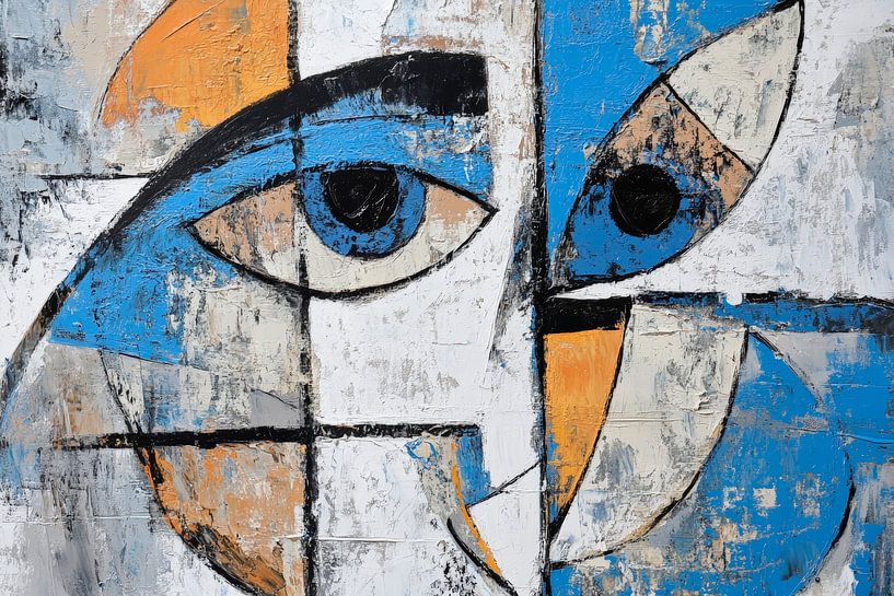 Moments in blue and white - Abstract by Poster Art Shop