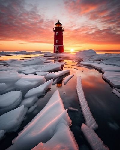 Vuurtoren in de winter