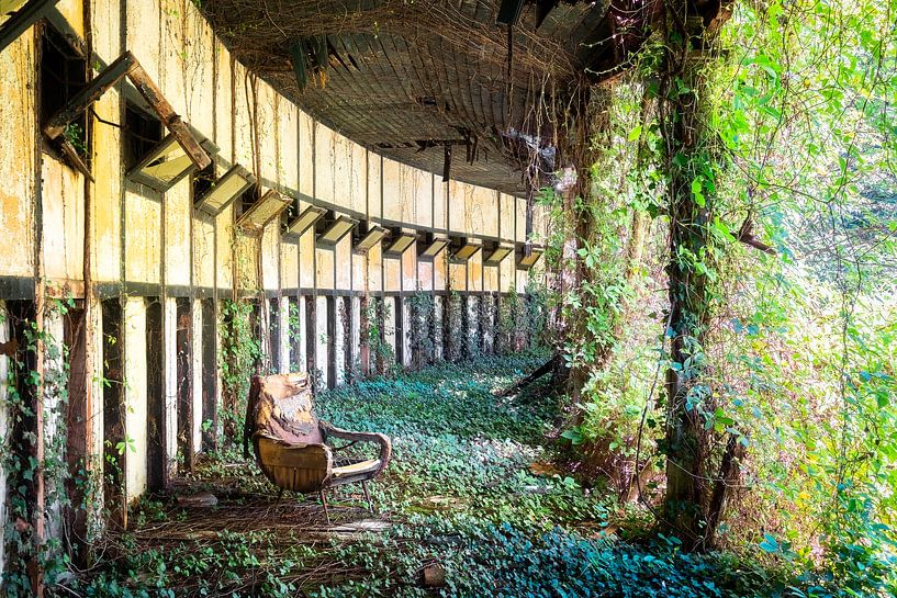Verlassener Stuhl zwischen Pflanzen. von Roman Robroek – Fotos verlassener Gebäude
