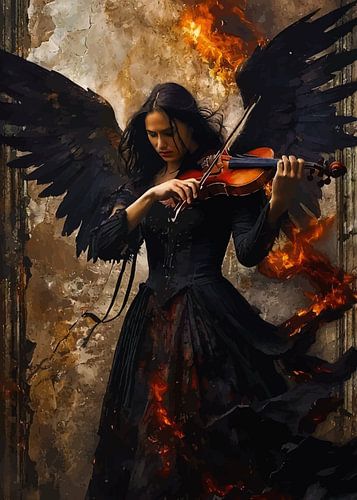 Abstracte engel die viool speelt