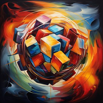 Rubik's Cube abstract, modern, artistiek van The Xclusive Art
