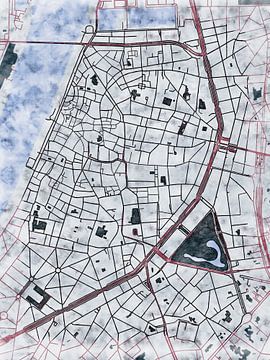 Kaart van Antwerpen centrum in de stijl 'White Winter' van Maporia