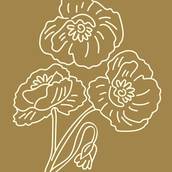 Blumen und Pflanzen in Ockergelb von Mad Dog Art