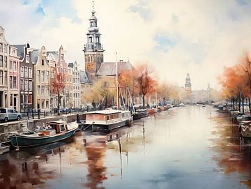 Sketch landschap Amsterdam van PixelPrestige